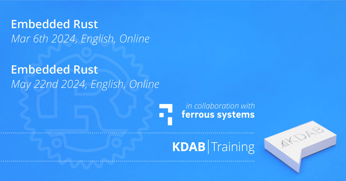 KDABQt's tweet photo. Ready to master Rust on #embedded? Join our online #training course "Embedded Rust" for a focused learning experience with the Rust experts @FerrousSystems. Limited seats available – register on https://t.co/bZK8MwdZhQ #RustLang #EmbeddedRust #Programming #Rust https://t.co/CpxxTBZvgk
