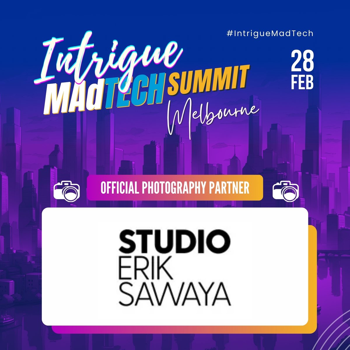 salesgasm's tweet image. Thrilled to announce Studio Erik Sawaya as our Official Photography Partner for the Intrigue MAdTech Summit in Melbourne! Welcome aboard!

#MAdTechSummit #StudioErikSawaya