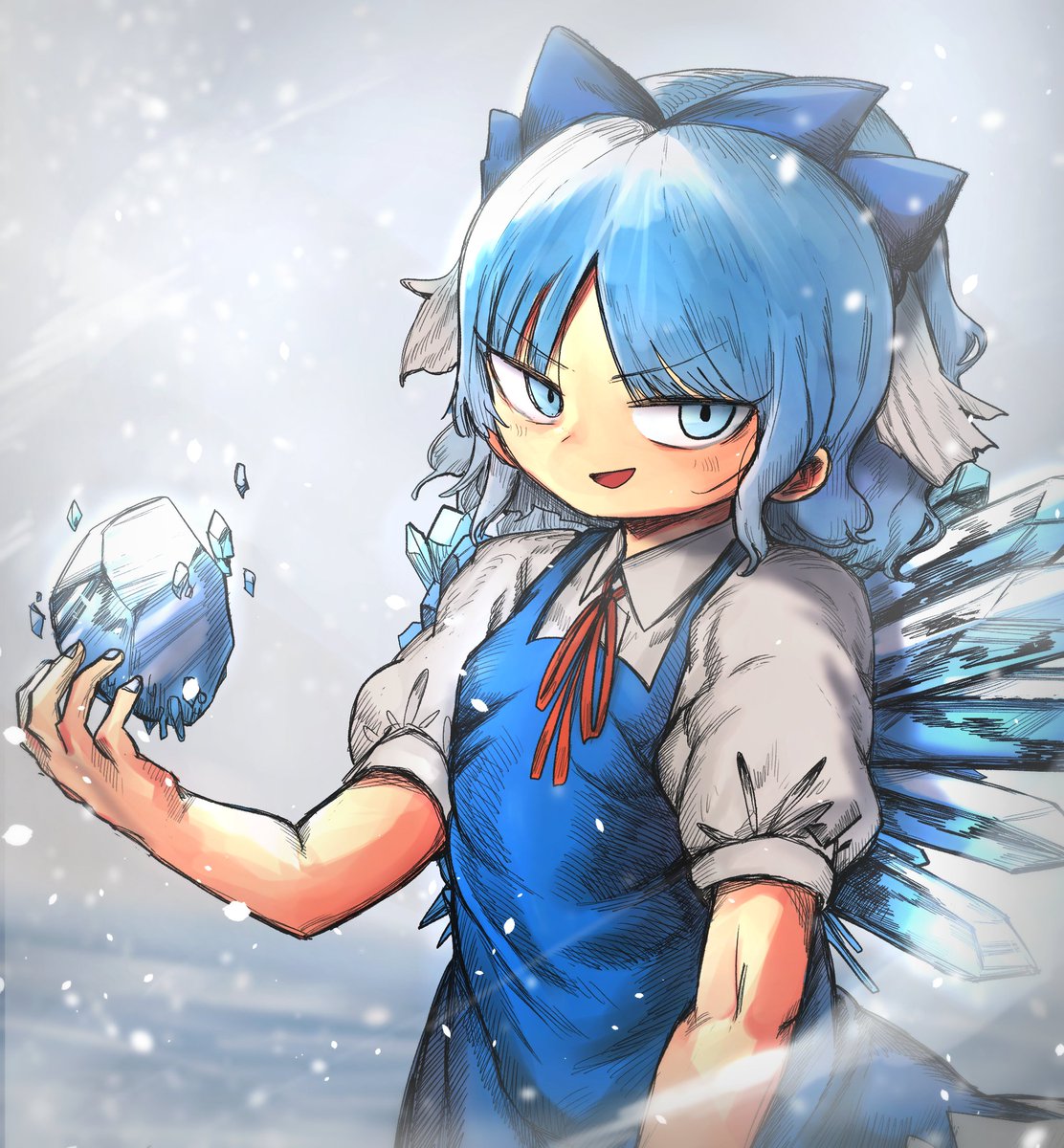 cirno 1girl ice blue hair blue eyes ice wings solo wings  illustration images