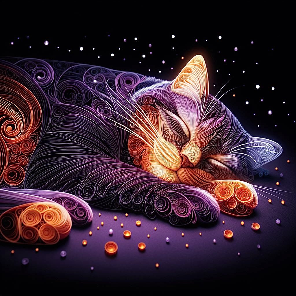 GeorgeCohta's tweet photo. #DALLE3
#SleepCat #PaperQuilling
なんでか、今日は猫の日じゃ。
ペーパークイリングと発光点描の合体。
※「猫」と「描」は、偏が違っとるだけ。 https://t.co/5SwN6hE97v
