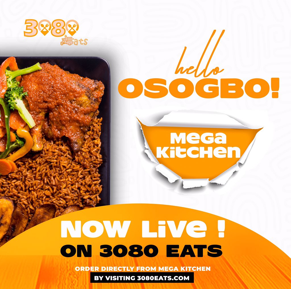 Hello Osogbo , we are happy to announce that @megakitchen is now Live on 3080eats. Order quality meals from Mega Kitchen and get it delivered to you speedily . Visit 3080eats.com to get started.