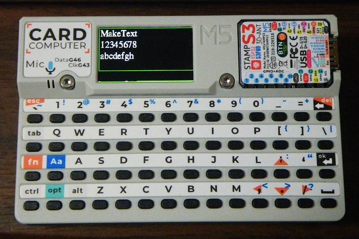 yamame61012288's tweet photo. M5StackCardputerのexamplesにあるinputText.inoを使ってSDカードに出先ホテルのFreeWiFiのIDやらpasswordsを書き込む。しかるのちさんの「M5Cardputer 単体でプログラムの入れ替え」を利用させていただいて、inputTextとStackChanChatGPTを共用する計画(^^) 
#M5StackCardputer #inputText https://t.co/inhDBtyCU3