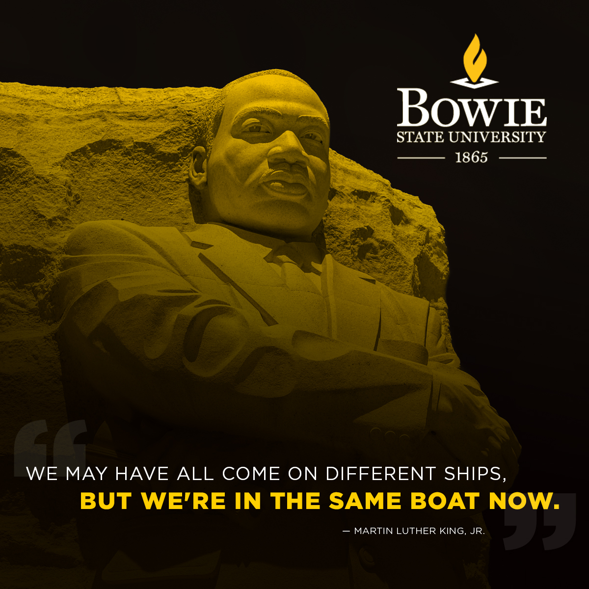 Today, we come together as a community to honor the legacy of Dr. King. His vision of a united community reminds us to foster connection, understanding, and empathy—Bowie Bold. Let's build bridges of knowledge and compassion within our community. Happy Martin Luther King Jr. Day!