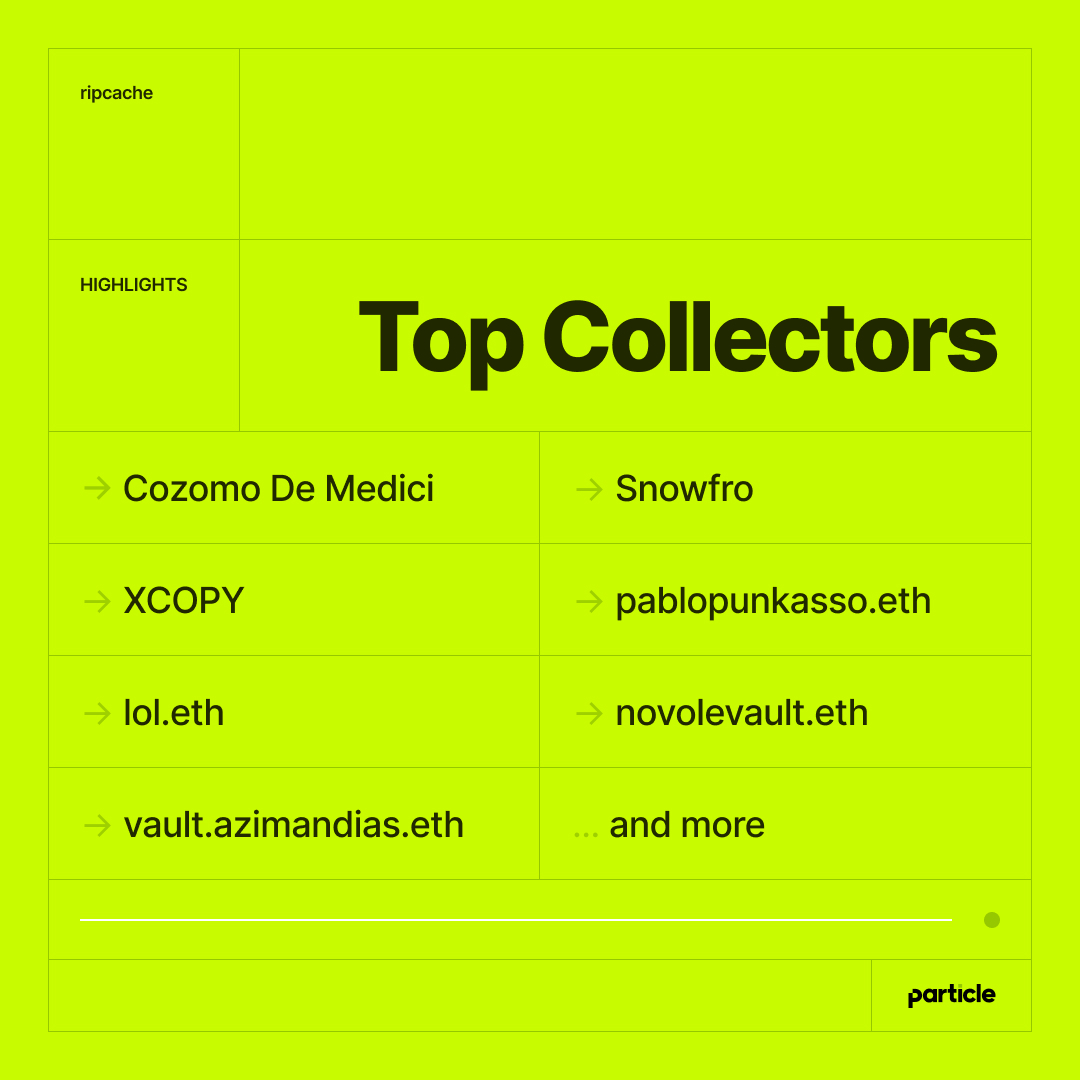 Collectparticle's tweet photo. @ripcache artworks have been collected by some of the biggest names in web3 - from @CozomoMedici @ArtOnBlockchain @XCOPYART and @PabloPunkasso 🎨
Will you become one of 64 co-owners of neutral public//private #7?
#ripcache #publicprivate #willyouscratch https://t.co/02kB98uR9I