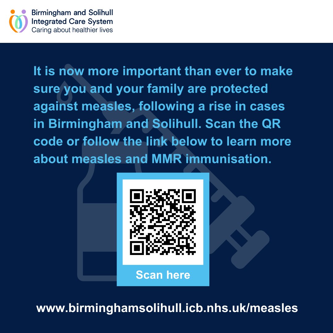 Measles is a preventable disease and almost 100% of people who have had both doses of the MMR vaccine are immune for life.

For protection against measles, contact your GP practice to get your MMR immunisations.

Learn more: bit.ly/46QPPn1