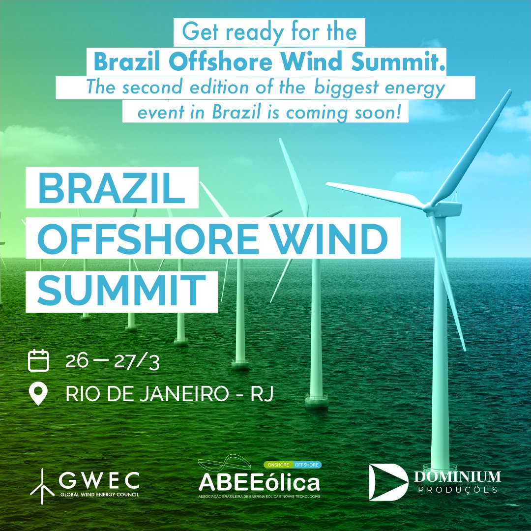GWECGlobalWind's tweet photo. 🇧🇷 Get ready for the biggest #offshorewind event in #Brazil!

The 2nd Brazil Offshore Wind Summit is coming... don't miss the chance to join key discussions about Brazil's wind sector.

More speakers, more sessions and more topics.

Guarantee your ticket: https://t.co/lIVTTjdMoL https://t.co/TiBkgBKxz8