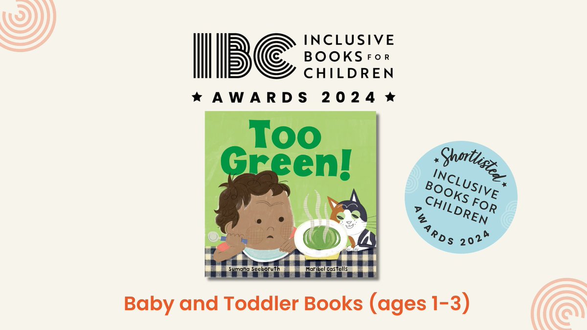 Thanks so much @IBCplatform for shortlisting TOO GREEN! ✨ Huge congrats to our team @BarefootBooks @SumanaSeeboruth 

#IBCawards2024 #boardbooks #inclusivebooks #childrensbooks
.
.