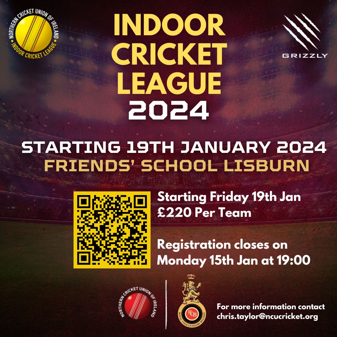 🏏 NCU Indoor Cricket League 2024🏆 Register your team today!✅ Registration links👇 Team- buff.ly/3vBLsiG Player- buff.ly/48UQ69A Please contact Chris Taylor at chris.taylor@ncucricket.org for more information.