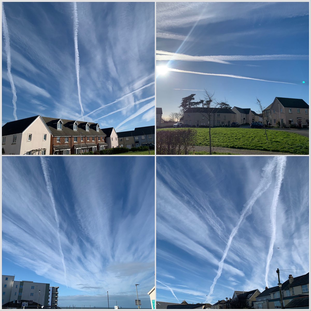 Of course they aren’t spraying the sky …. It’s natural cloud formation….NOT !!!
#GeoEngineering #geoengineeringwatch Westward Ho! Devon 
Sky was blue and clear but now just a haze …
