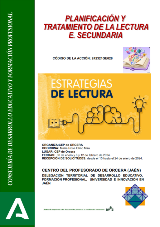 PLANIFICACIÓN Y TRATAMIENTO DE LA LECTURA. ED. SECUNDARIA
juntadeandalucia.es/educacion/port…

Enlace al detalle e inscripción: juntadeandalucia.es/educacion/secr…