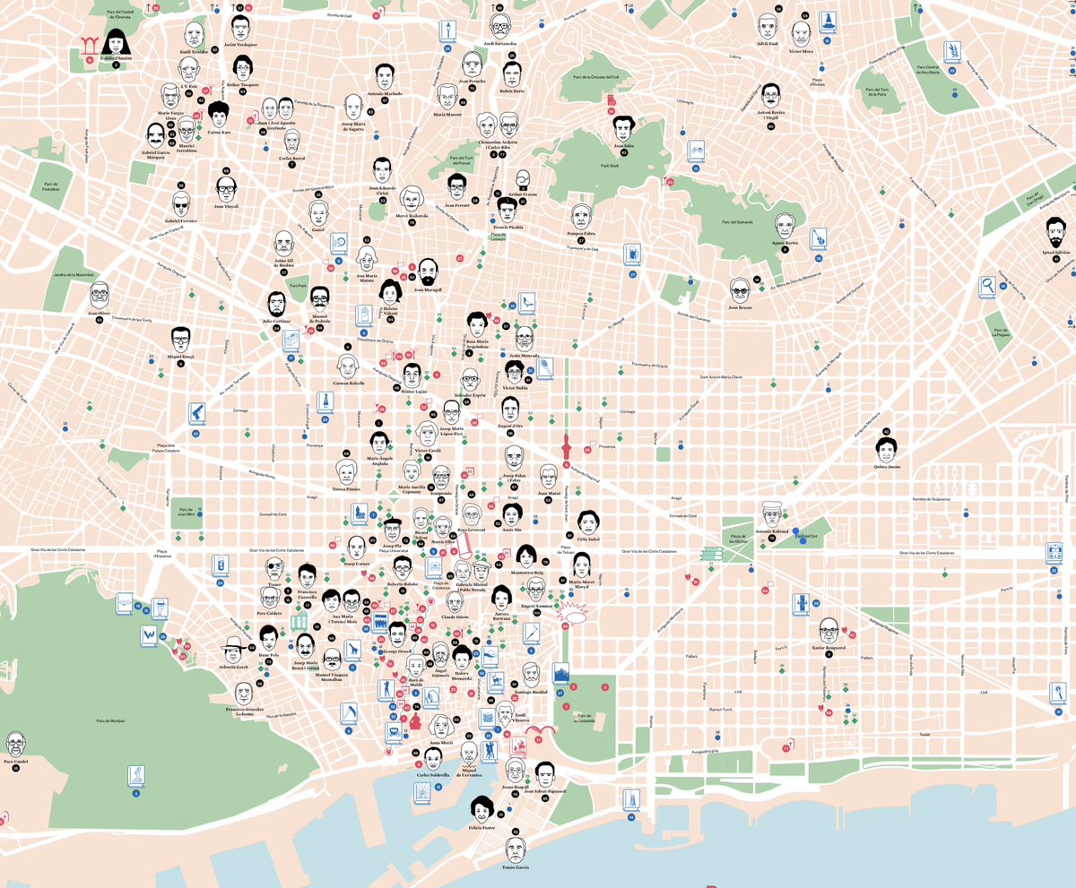 Existeix el Mapa Literari de Barcelona.

On van néixer, viure i/o escriure els principals escriptors/es. 
Així com on van succeir les principals obres de la literatura a Barcelona. També llibreries, biblioteques i diversos elements literaris. 

🗺️ Institut de Cultura de Barcelona