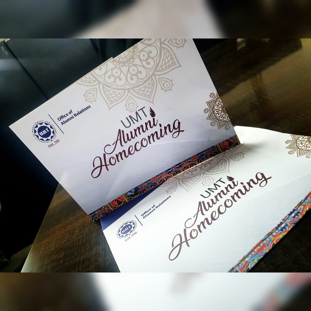 UMT_Alumni's tweet photo. ๐๐๐ฌ๐ญ ๐๐๐ฅ๐ฅ!
To receive invitation cards, Get Register with your Postal address at:
https://t.co/pQpFrNCdi2
Last Date for postage: Friday, January 19, 2024
Collect cards from UMT โ Office of Alumni Relations till Tuesday, January 23, 2024
#myUMT #ILMIANS #AlumniHomecoming https://t.co/phAqdynebI