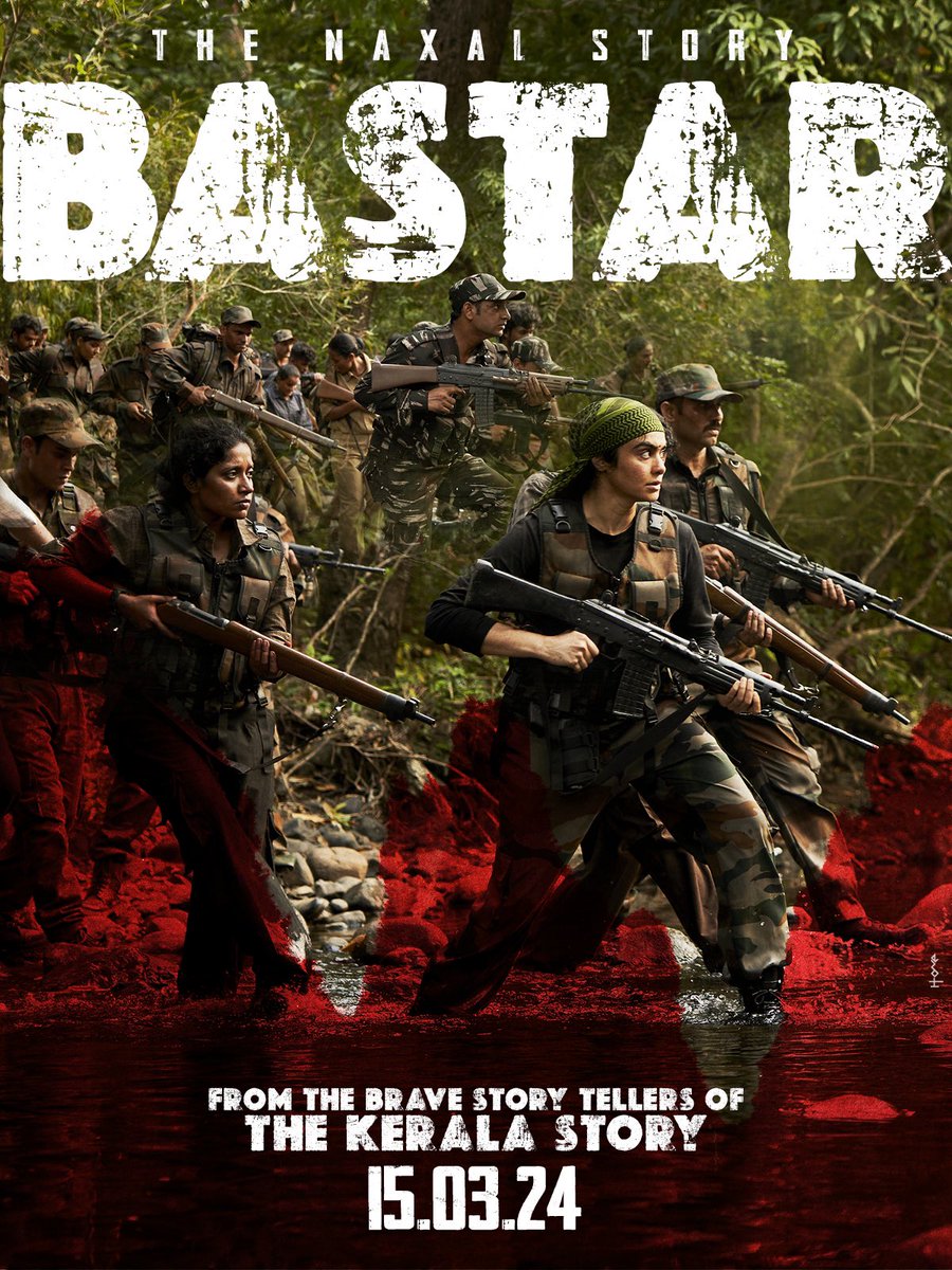 taran_adarsh's tweet photo. ‘THE KERALA STORY’ TEAM ANNOUNCE ‘BASTAR’ RELEASE DATE… After the #Blockbuster success of #TheKeralaStory, producer #VipulAmrutlalShah and director #SudiptoSen reunite for a new film, titled #Bastar: The Naxal Story… The makers have announced the release date: 15 March 2024… #FirstLook poster…

Stars #AdahSharma… Co-produced by #AashinAShah.
#BastarTheNaxalStory
