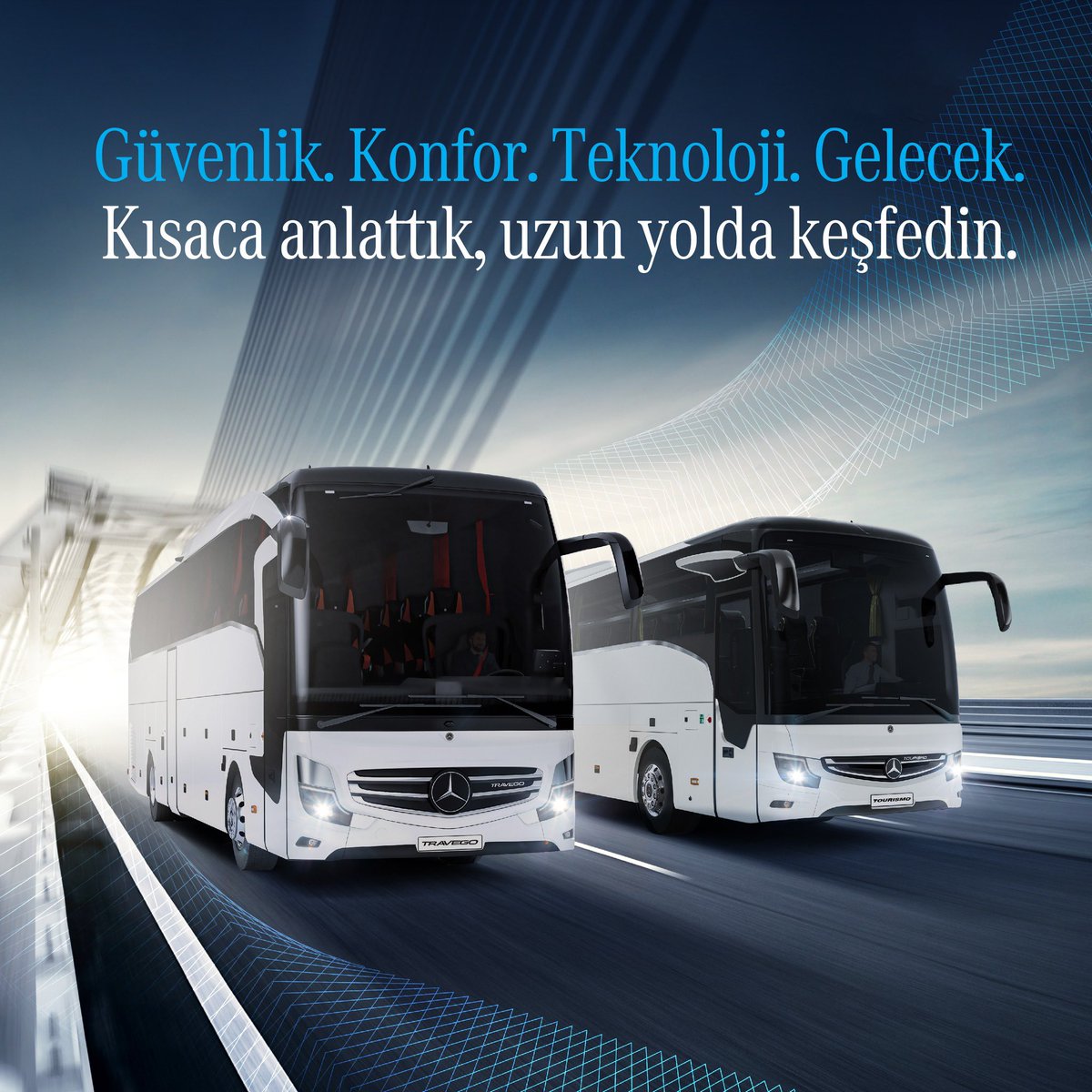 Üst düzey güvenlik, göz alıcı estetik ve benzersiz konfor.
Mercedes-Benz Seyahat Otobüsü Ailesi’nin sınıf atlatan yeniliklerini kısaca anlattık, uzun yolda keşfetmeniz için yola çıktık.

#BayraktarlarMeekonTicari