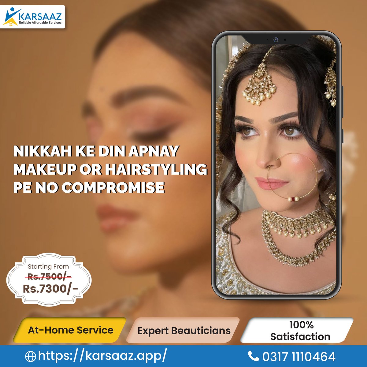 Karsaaz_App's tweet photo. Excited to elevate your special day with the perfect blend of elegance and grace! 💖✨
Book Now: https://t.co/uoiQwjzPqG or call at 0317-1110464
✅ Lowest Market Rates ✅ Expert &amp; Police Verified Beauticians ✅ Safe and Tracked Services ✅Branded Products
#NikkahMakeup✨👰💐 https://t.co/Hy6jCx3Y0b