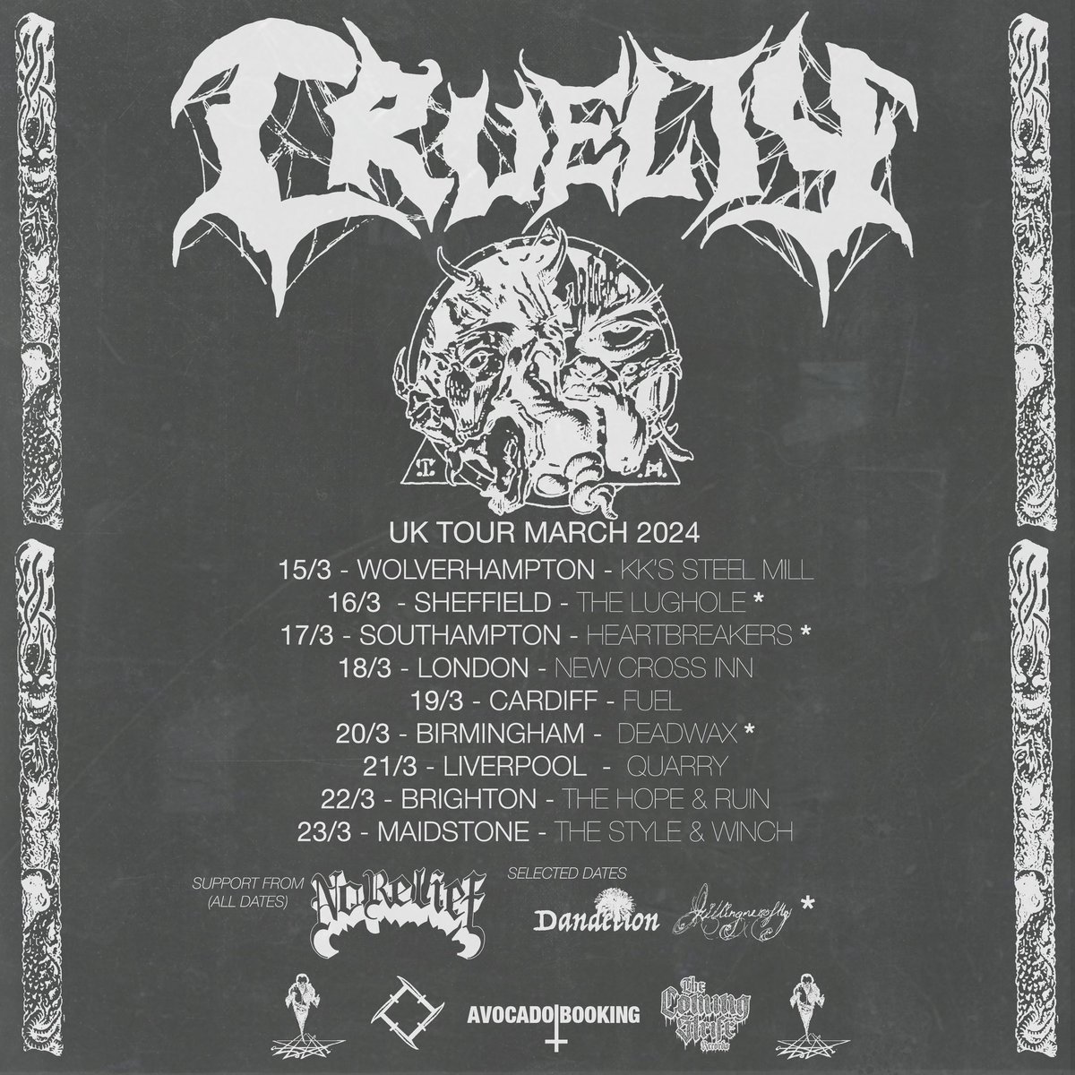 UK Tour March ‘24 w/ BN1 superstars No Relief 

Also w/ the finest metalcore on select dates from Killing Me Softly and Dandelion