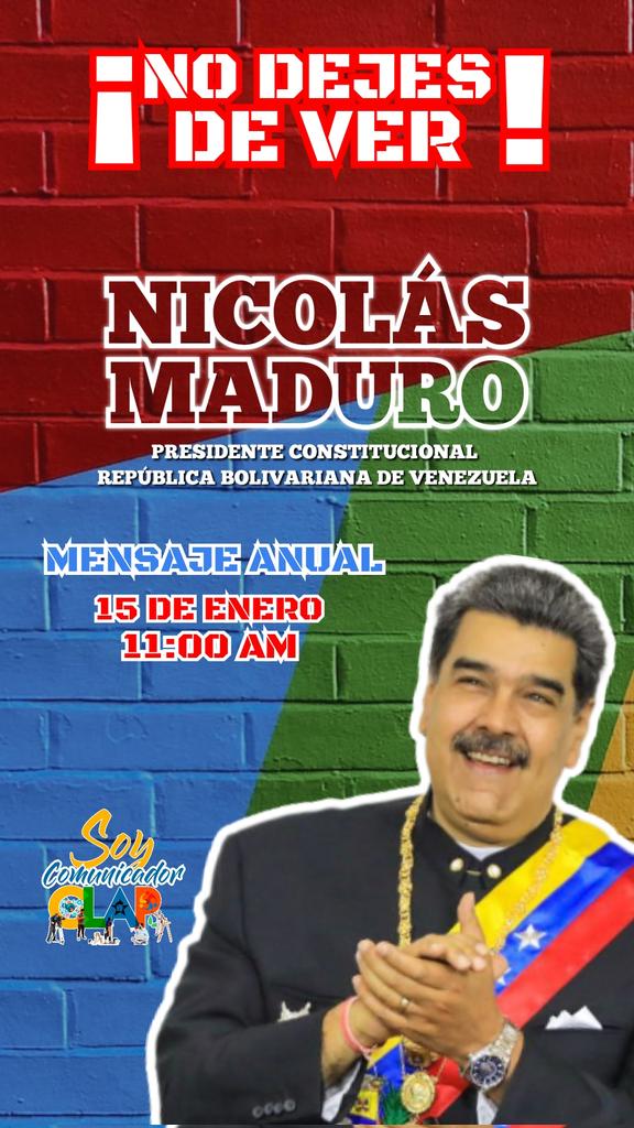 CCLAPMarcanoNE's tweet photo. #Hoy 15 de Enero no te lo pierdas, nuestros Pdte @NicolasMaduro entrega su memoria y cuenta
Ante la Asamblea Nacional, y el pueblo venezolano tal como lo establece el artículo 237 de la Constitución Bolivariana de Venezuela 

#MemoriaYCuentaAfirmativa
#SoyComunicadorClapNE 
w™ https://t.co/eXPkhk1Gma