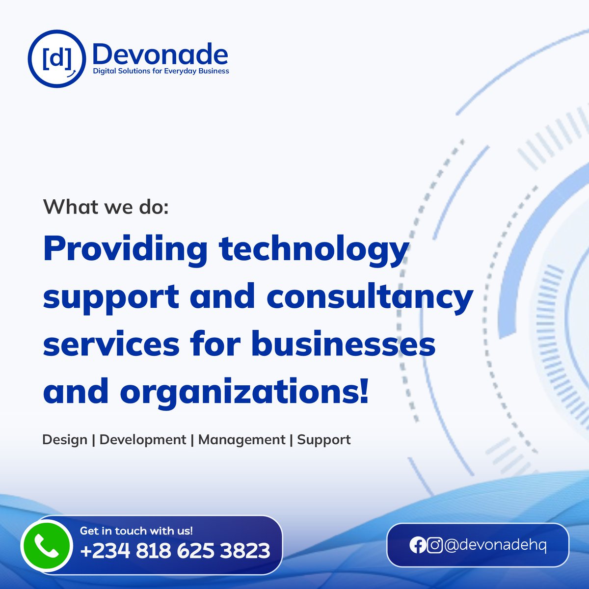 devonadehq's tweet photo. We are a team of professional &amp; passionate people delivering top-notch services.

What are your dreams &amp; business goals? We're a call away from helping you actualize them.

Get in touch with us @ +234-818-625-3823

#businessgoal #businesssupport #design #development #devonade https://t.co/X05oOt5s8e