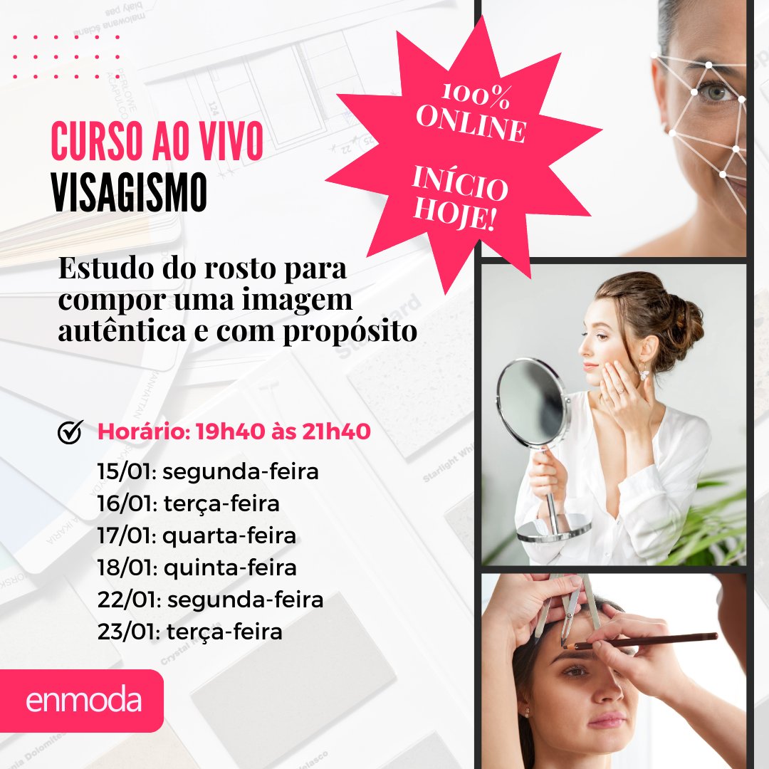 enmoda's tweet photo. COMEÇA HOJE as aulas ao vivo do Curso de Atualização em Visagismo! 📢

Ainda dá tempo de se inscrever: comente "eu quero" nesse post e saiba como participar! 💬 https://t.co/CMHGEpKdew