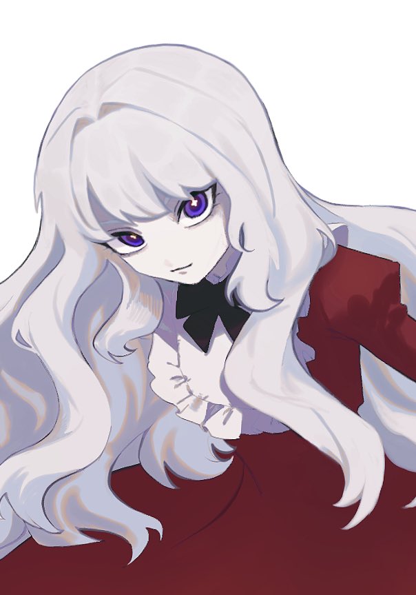 1girl dress solo red dress long hair purple eyes white background  illustration images