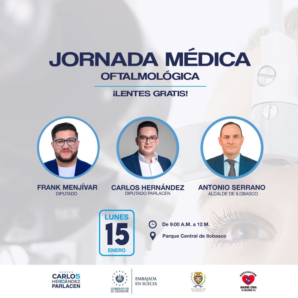 CarlosHdez_SV's tweet photo. Hoy iniciamos en Ilobasco la entrega de 5,000 lentes a nivel nacional junto a médicos oftalmólogos de Suecia. 🇸🇻🇸🇪🧑‍⚕️

Esto, gracias al apoyo de nuestra embajadora en Suecia @PattyNGodinez, de nuestro futuro diputado por Cabañas #1 @FrankMenjivarES y alcalde @AntonioSPoca.🇸🇻✋ https://t.co/5SOZTXTtRo