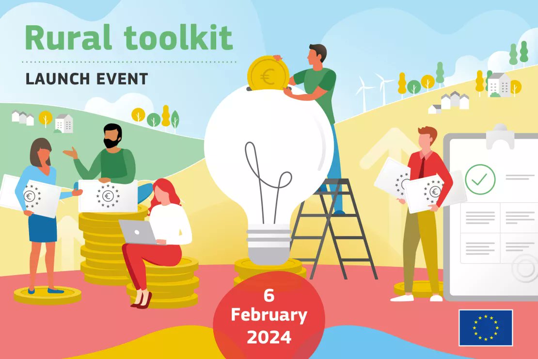 📢Don't miss the #RuralToolkit launch event!

Part of the #RuralVisionEU, it is a key resource on EU funding for #ruraldevelopment, developed by the @EU_ScienceHub with @EUinmyRegion & @EUAgri.

🗓️ Feb 6, 2024 | ⏰ 10:30 - 12:00 CET | 🖥️ Online

ℹ️👉bit.ly/3TYUaS4