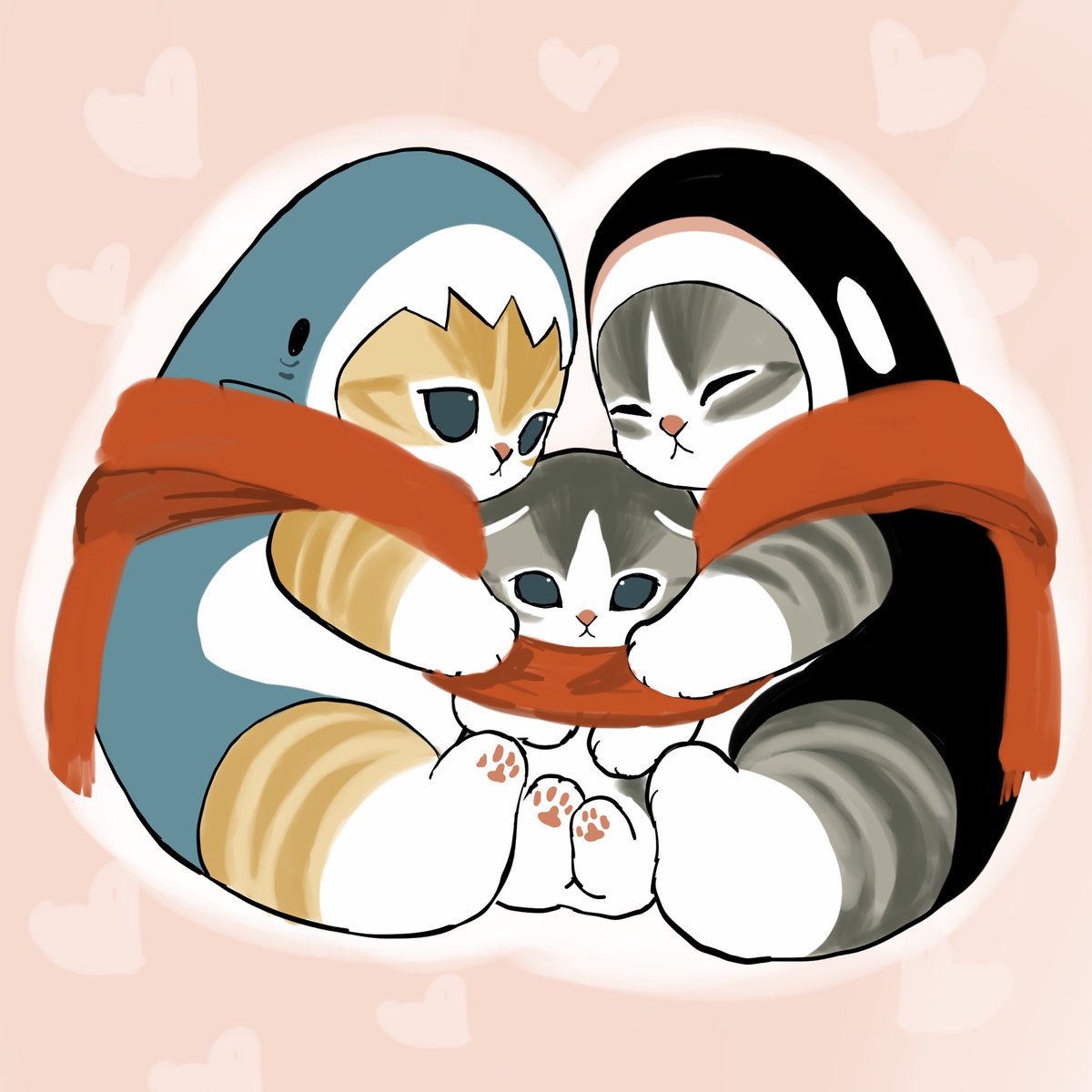 red scarf scarf no humans shared clothes shared scarf heart animal focus  illustration images