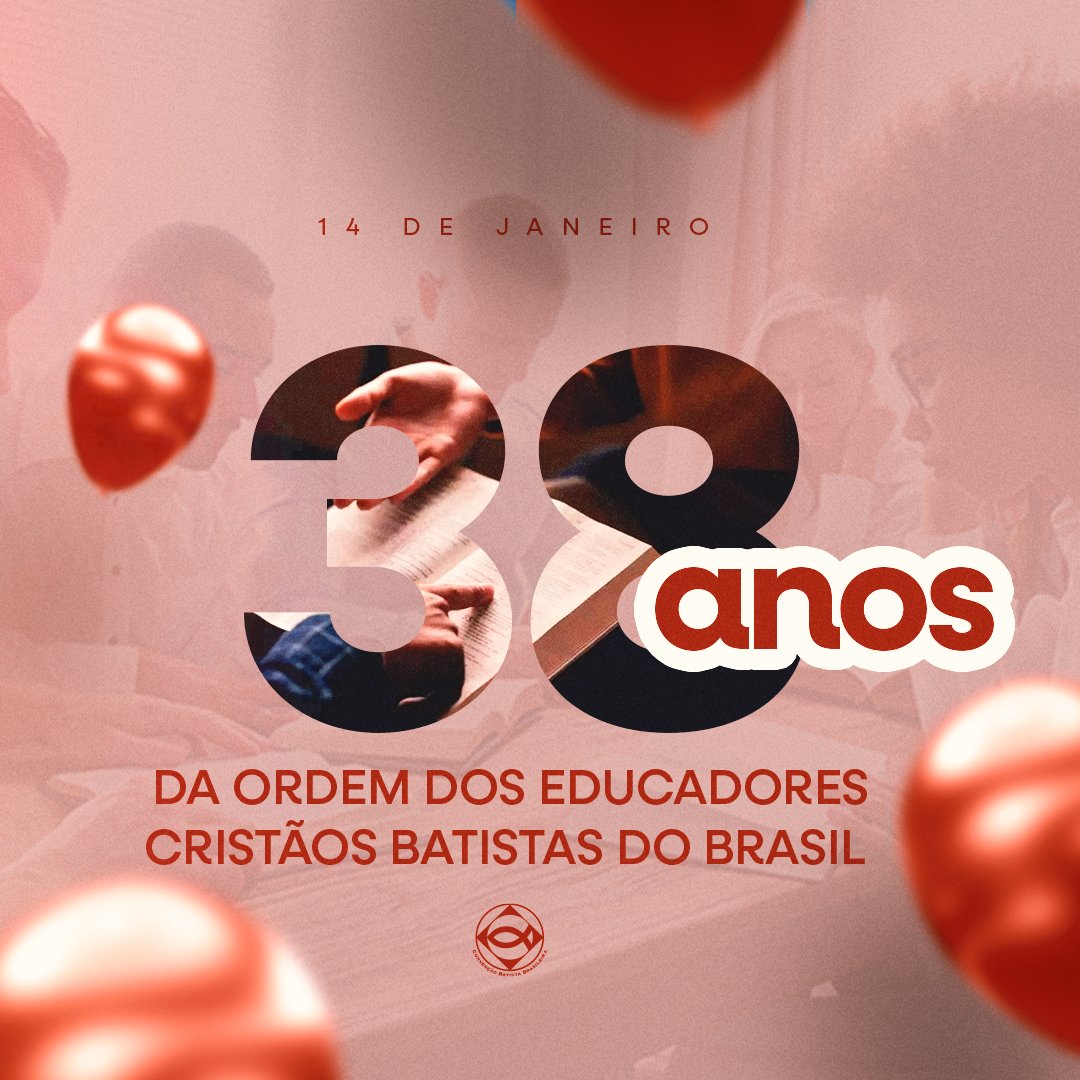 batistasdacbb's tweet photo. 38 ANOS PENSANDO EM EDUCAÇÃO CRISTÃ

Os educadores cristãos estão em festa! Hoje, a Ordem dos Educadores Cristãos Batistas do Brasil comemora 38 anos de organização.

Louvamos a Deus por essa organização!  Parabéns, OECBB!

#CBB #OECBB https://t.co/0Zf4afm9zo