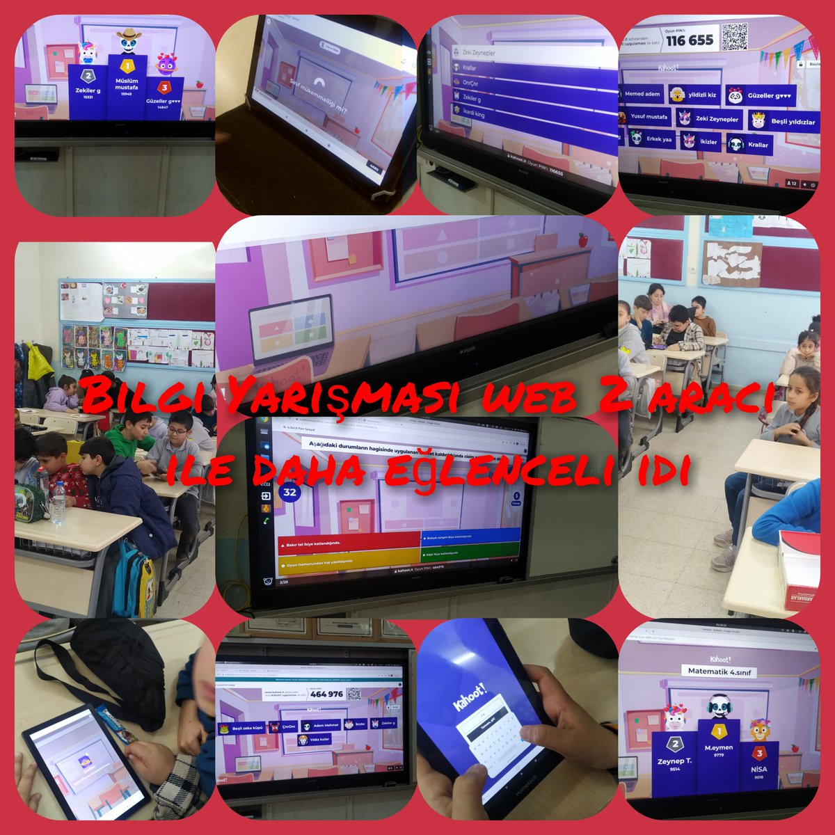 Web2 araçları eğitiminden sonra sınıfta uyguladığımız bilgi yarışmasında kullandığımız web2 aracı Kahoot! <a href="/Yusuf__Tekin/">Yusuf Tekin</a> <a href="/kemalcebervali/">Kemal Çeber</a> <a href="/ucrrbsrr/">Büşra Uçar</a> <a href="/burhan_yuksel23/">Burhan Yüksel</a> <a href="/Oguzeli_mem/">Oğuzeli İlçe Milli Eğitim Müdürlüğü</a> <a href="/katranci_mehmet/">Mehmet KATRANCI</a> <a href="/FatihOguzeli/">Oğuzeli Fatih Sultan Mehmet İlkokulu</a>