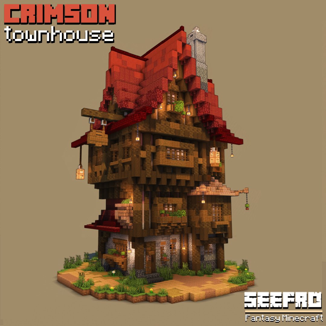 fro_see's tweet photo. Crimson townhouse
 _________________________________  

#minecraft #minecraftbuilds #minecraft建築コミュ #minecraftbuilding https://t.co/lNzeHUA958