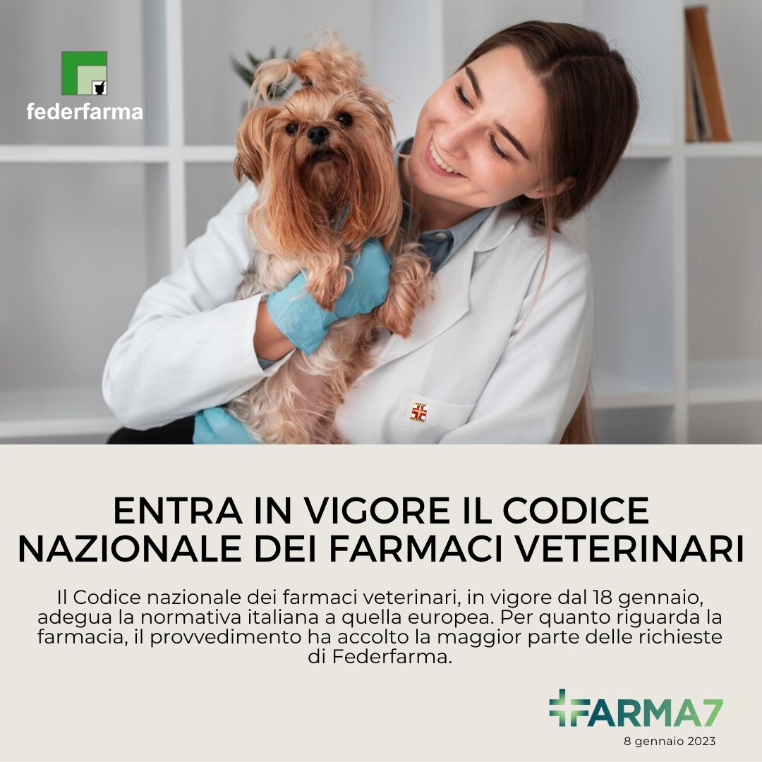 Tra le novità del nuovo Codice dei #FarmaciVeterinari la possibilità di sostituzione del farmaco da parte del farmacista, il rafforzamento del meccanismo di tracciabilità del farmaco e la limitazione della vendita online ai soli farmaci senza ricetta.
farma7.it/2024/01/08/ent…