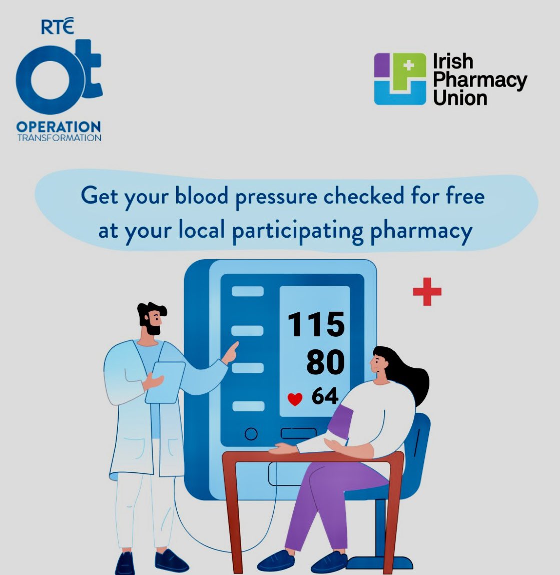 Gildeaspharmacy's tweet photo. Looking forward to taking part in National Blood Pressure Day - Thursday January 18th. Free Blood Pressure checks in both of our pharmacies - Haven Pharmacy Gildeas here in Kinnegad and Killucan. #operationtransformation #knowyournumber #ipu #bpcheck @OpTranRTE @IrishPharmacy https://t.co/JDjk9b7LT1