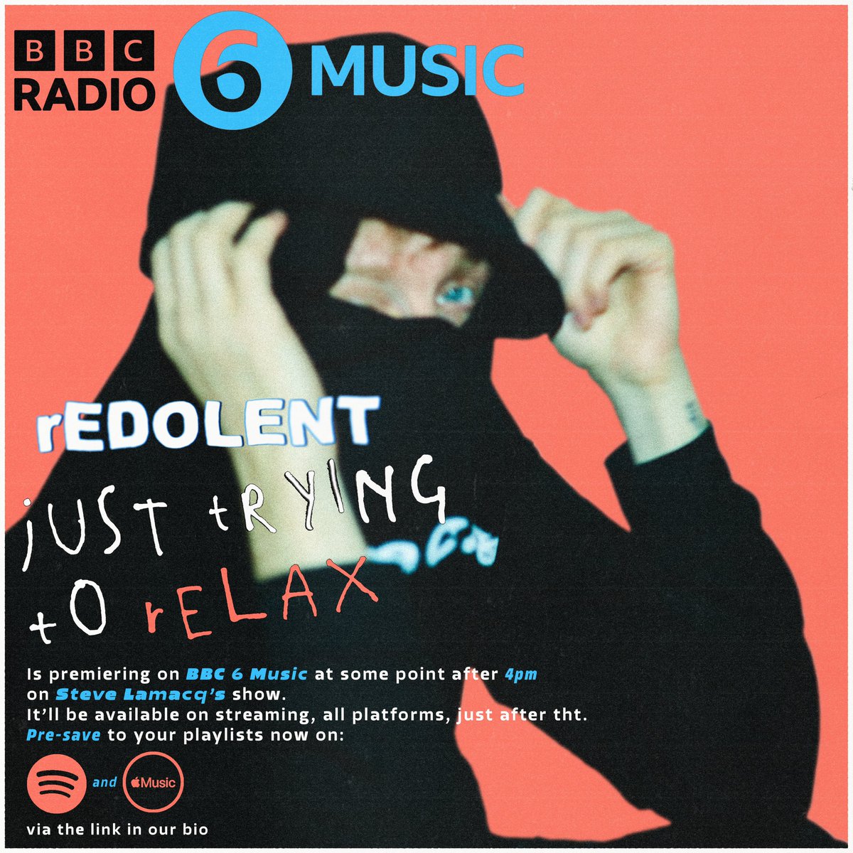 rEDOLENT (@redolentband) on Twitter photo jUST tRYING tO rELAX is premiering on @bbc6music with <a href="/steve_lamacq/">Steve Lamacq</a> today at some point after 4pm! Get it on streaming after that at 5:30pm. Pre save link in bio jUST tRYING tO rELAX is premiering on @bbc6music with <a href="/steve_lamacq/">Steve Lamacq</a> today at some point after 4pm! Get it on streaming after that at 5:30pm. Pre save link in bio