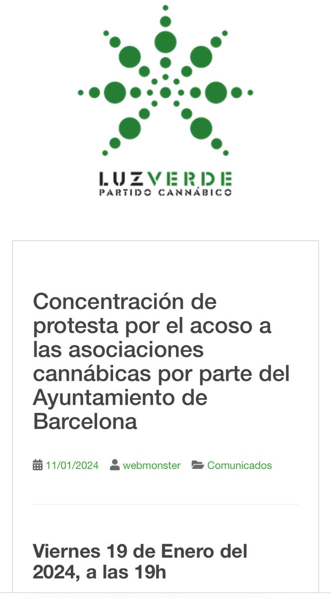 Con el fin y la voluntad, según las declaraciones de miembros del gobierno local, de cerrar todas las asociaciones cannábicas de la ciudad. Concentración que tendrá lugar el próximo viernes 19 de enero a las 19h, frente al ayuntamiento, en la plaça Sant Jaume de Barcelona (2/4)