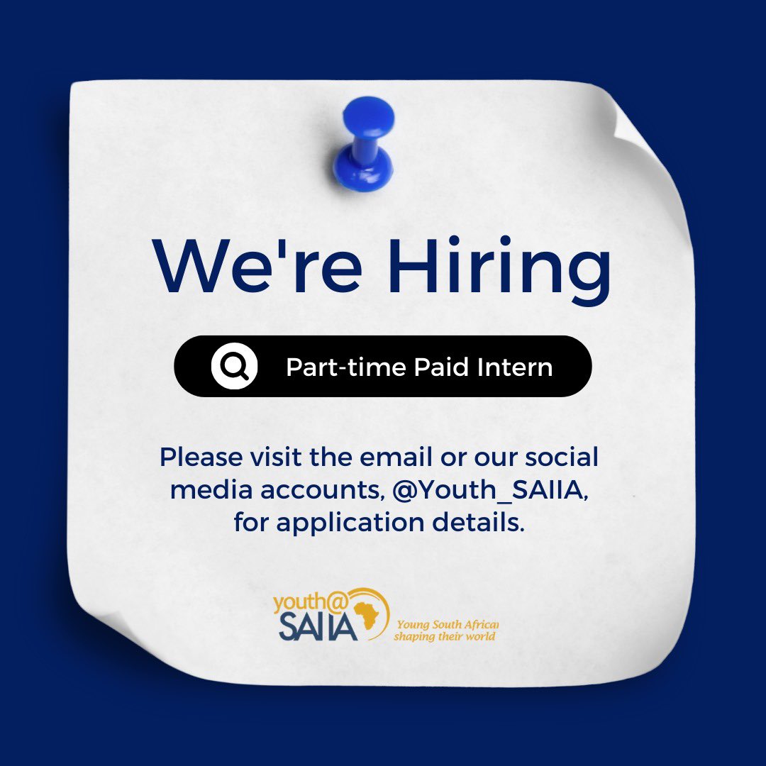 2024 Youth@SAIIA Internship Opportunity! 💻 Please note that applications for our internships for 2024 have now opened. Applications close on Monday, 22 January 2024 at 09h00. See below for application details. Link.inbio!