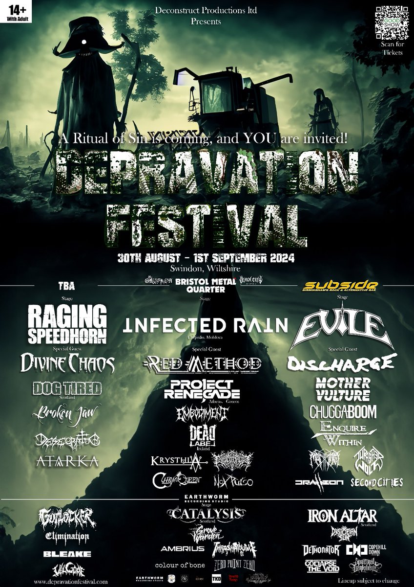 Depravation Festival hits the South West, UK this August have you got a ticket yet? If not then grab one whilst you can, they are extremely limited!! Tickets: good-show.co.uk/events/312 #metal #heavymetal #deathmetal #alternative #musicfestival #ukmetal #metalhead