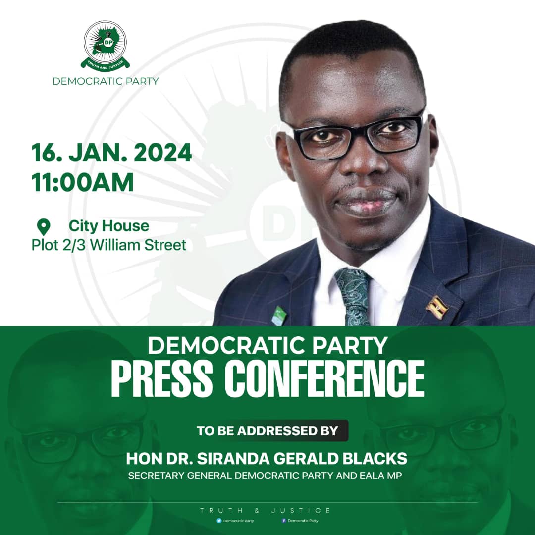 KiiryaIsmail's tweet photo. @DPSecretariat1's #SecretaryGeneral and @EA_Bunge MP Hon. @sirandagerald1 will address tomorrow's weekly press conference of the party #CityHouse.
#Truthandjustice @norbertmao @Mbidde @AdongSarah5 @AshabaZion @AishaMbabazi7 @CaptainEveee https://t.co/ATsIjasWmi