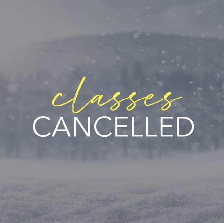 Columbiajazz's tweet photo. The 8:30am &amp; 9:30am classes are cancelled this morning due to overnight snow. We hope to see you at 5pm &amp; 6pm this evening. https://t.co/oMGBIsp4xj
