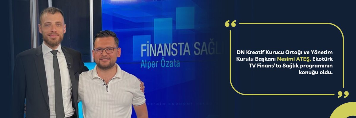 dngrup_'s tweet photo. Yönetim kurulu başkanımız @nesimiatescom_ Ekotürk TV Finans’ta Sağlık programının konuğu oldu. 💫

📞 0216 606 11 86
🌐 https://t.co/N1YNHdI6Xz

#dngrup #dngrupzamankazandırır #dijitalmedya #dnkreatif #tatilimsensin #ekotürktv #nesimiatescom https://t.co/l5rt4E28Dj