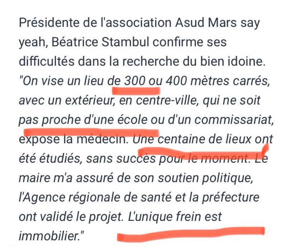 <a href="/olivierveran/">Olivier Véran</a>: «pas à 15m d’une crèche ou d’une école»
<a href="/GabrielAttal/">Gabriel Attal</a> : «il nous semble juste totalement impossible d’installer une de ces salles à proximité immédiate d’une école»
Béatrice Stambul: «qui ne soit pas proche d’une école»
👉 PAS de Salle de shoot au milieu des écoles