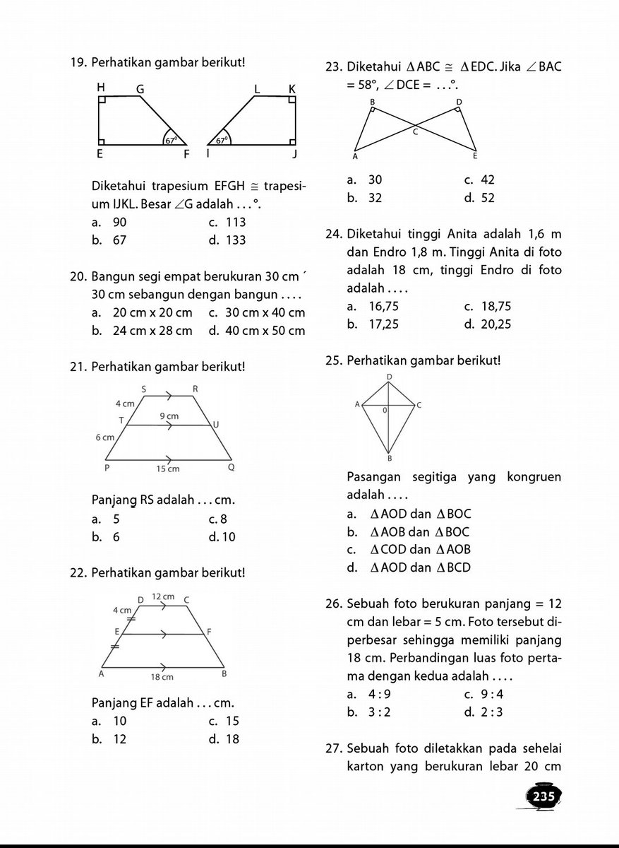 rasya_belajar's tweet image. [H - 106 SNBT 2024]

Subtes : PK/PM
Materi : 40 soal materi kesebangunan

Seperti biasa kunci jawaban ada di reply ya!

Soal part 1