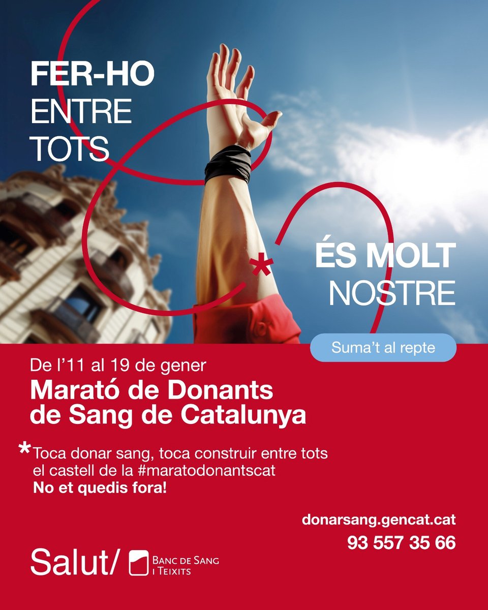 ajsantquirze's tweet photo. 🩸 Darrers dies per participar en la Marató de Donants de Sang de Catalunya. El Banc de Sang es proposa arribar a les 10.000 donacions fins al 19 de gener.

❤️ Apunta't a @donarsang i #ViuiFesViure!

ℹ️👉 https://t.co/HewN2DDbv1

#maratodonantscat #santquirzealcor https://t.co/8Ostt4U2Ul