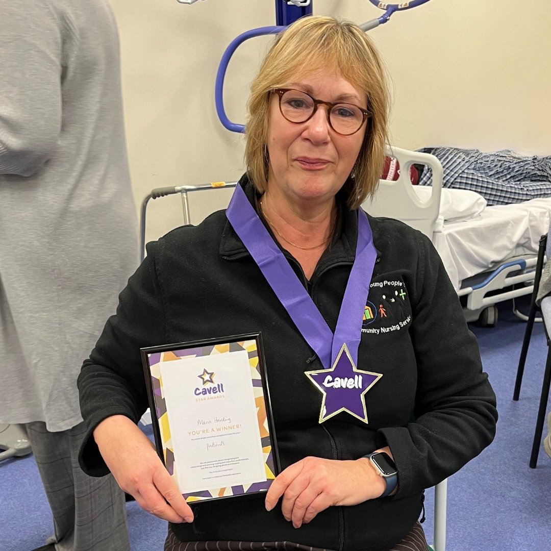 Congratulations to Maria, our Matron for Children and Young People's Community Nursing, who has been awarded a @CavellCharity Star Award! 👏 “I was delighted to receive this award for recognition of my 25 years of dedicated work in the field of Children's Community Nursing.”