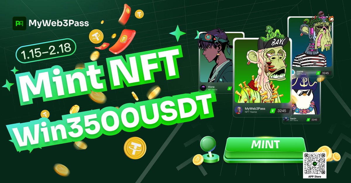 TiwiBirds's tweet photo. 🌟Spark creativity and share your art soul with the world:
1️⃣Mint your unique NFT: MyWeb3Pass lets #Everybody turn your artistic passion into #collectible #NFTs #Digital #Asset 
2️⃣Gain popularity and connect with collectors: Share your creations on social media ➡️❤️ like+ 🔂RT your shared NFT post
3️⃣Win big: Don't miss your chance to compete for #Token #Reward $3500 $USDT prize and showcase your art on a larger stage!
#Nobody can hide your talent !
Join MyWeb3Pass now and let your artistic soul shine! More details 
👉https://t.co/VZRUZxT95a
