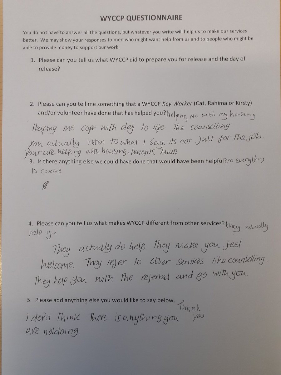 More great feedback from one of our Service Users. We continue to do what we can, to help and support them in their life after prison.