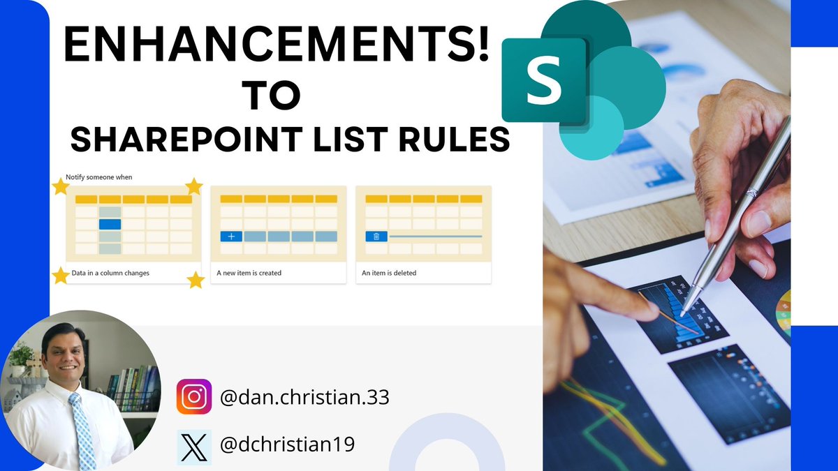 dchristian19's tweet photo. A 10 minute ⏱️ video 📺 to highlight no-code enhancements 🚀 added to #SharePoint list rules.
Watch 👀, learn 🧠 and share 🥰.
#Automated #MicrosoftList
🔗https://t.co/GKlNSJ7iE4 https://t.co/RvwlGvWCFa