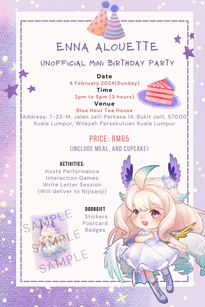 alfawei's tweet photo. <Enna Alouette Fans Mini Birthday Party Malaysia>

For Malaysian's Aloupeep, come Celebrate with Us for Enna Alouette's birthday.

If interested, you may make registration in below link:
https://t.co/tnKmhENqaz

#NIJISANJIEN #EnnaAlouette #aloupeeps #Palouette
#エナーアート https://t.co/ypz3m2gbLP