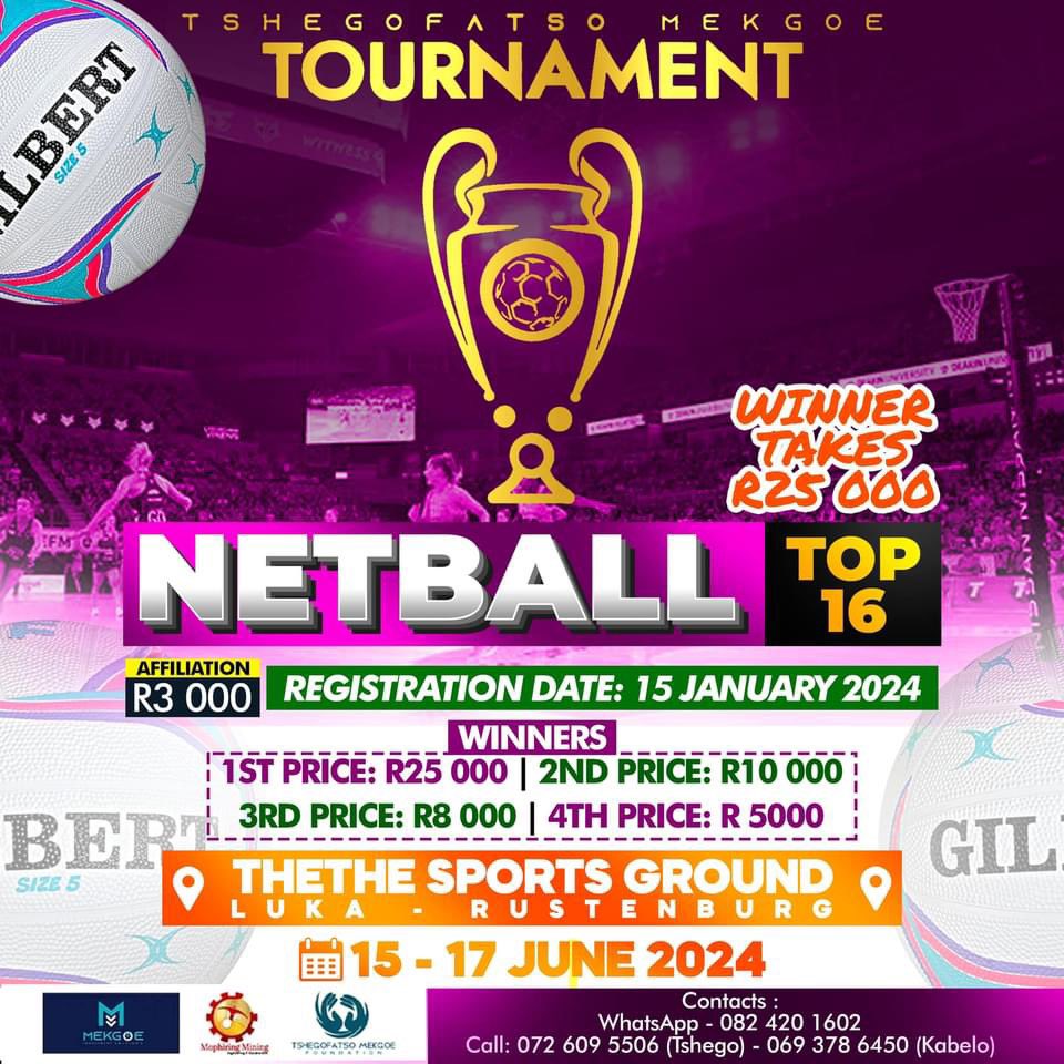 Tshegofatso Mekgoe Tournament 2024 Edition @SportArtsCultur @SAFA_net @OfficialPSL @zizikodwa @Julius_S_Malema @SNA_withAndile @AndileNcube this will be hosted in a village called Luka in Rustenburg (North West) Your support wi be highly appreciate @DStv @SABCSportsLive @OJKombe
