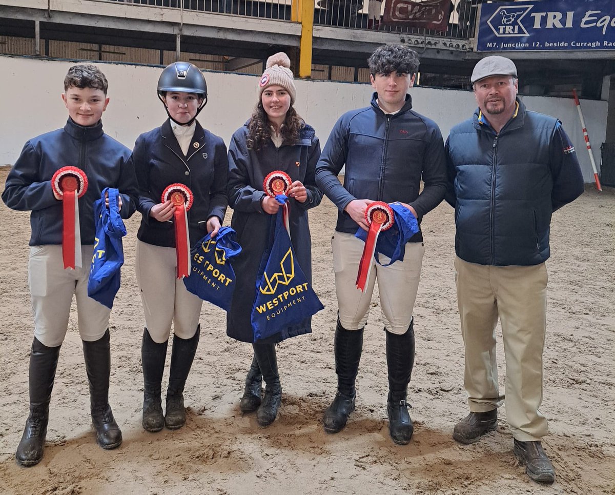Congratulations to BVS Showjumpers - Darragh, Dearbhla, Rosemary & Harry coming 5th in the EII League at the weekend. All prize-winners are pictured with a member of @alexcollege Dublin who hosted the competition in @JAGequestrian Centre. A great start to 2024. @KCETB_Schools