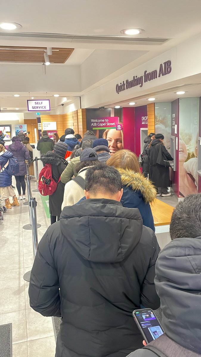 Mairead_Mon's tweet photo. @AskAIB I’ve come back to lodge money at aib capel street and this is the queue, this is just ridiculous https://t.co/CzJ2HgZkkt